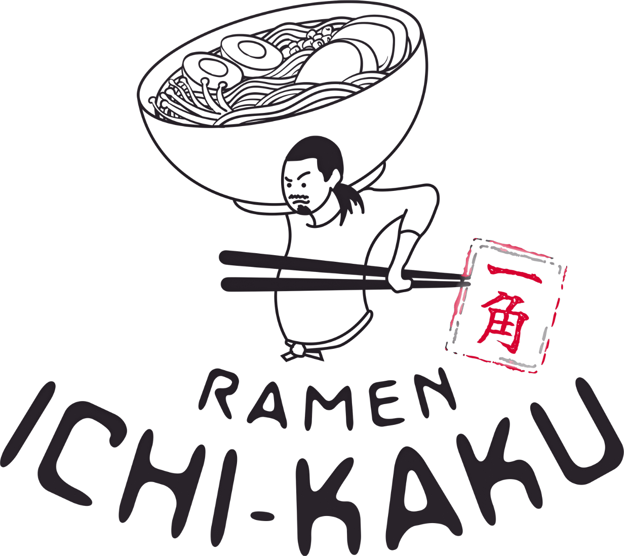 Ichi-Kaku Ramen — a ramen bowl carried on chopsticks